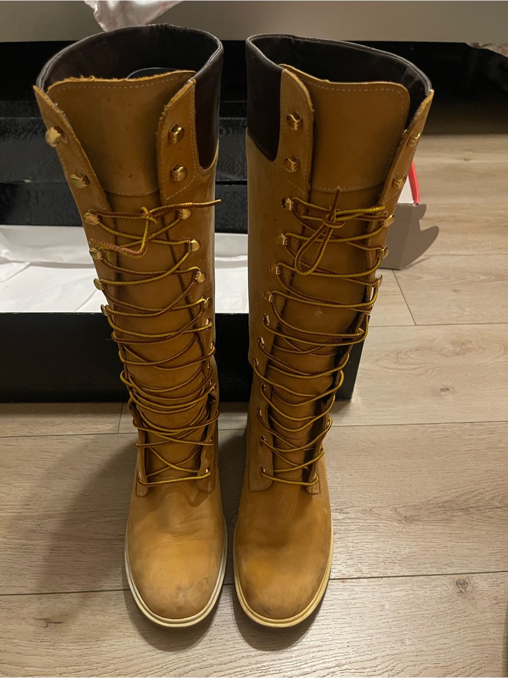 Timberland Women's Tall Lace-Up Boots - Wheat Brown